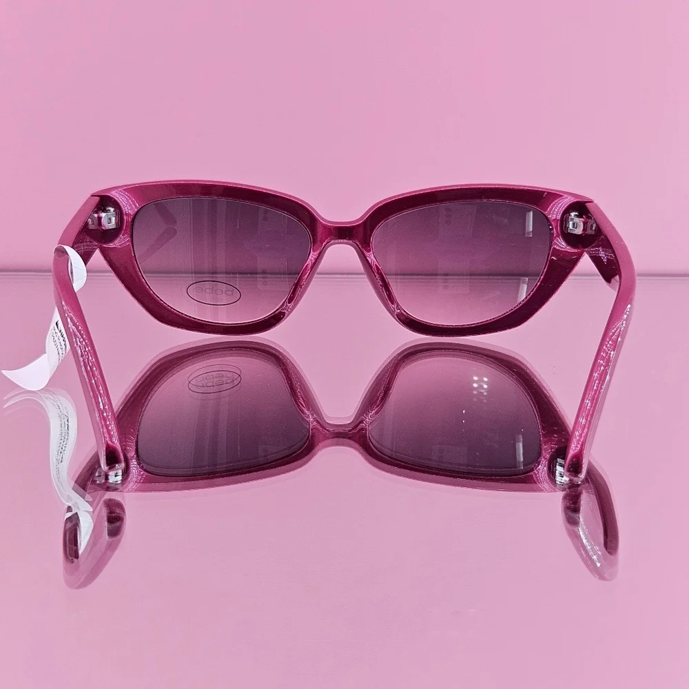 Bebe Sunglasses Women Pink Cat Eye Jewel Embellished Logo Barbiecore Vacation